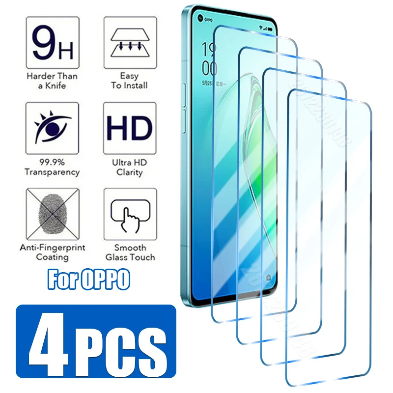 4PCS Screen Protector For OPPO A74 5G A54 A52 Tempered Glass For OPPO A72 A53 A9 A5 2020 Protective Glass