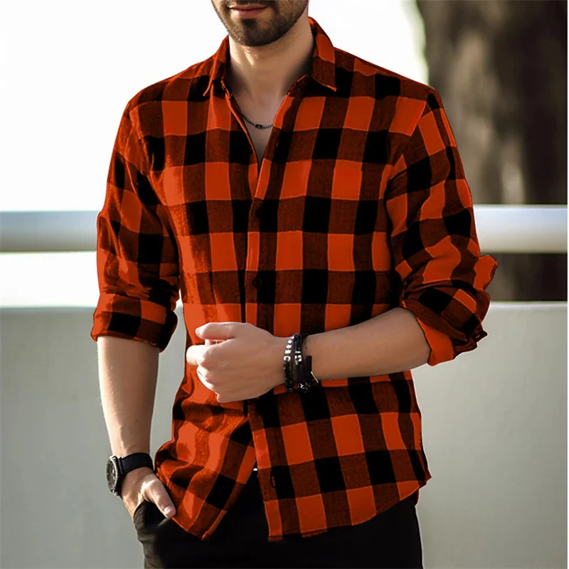 Fashion Classic Men\'s Shirts Simple Plaid Square High Quality Soft Comfortable Material Street Outdoor Party Men\'s Tops 2023