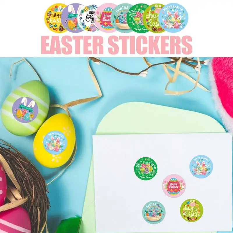 500 pezzi adesivi coniglietto pasquale felice carino uovo di pasqua etichetta adesiva autoadesiva festa di Pasqua regali per bambini borsa scatola etichette decorative