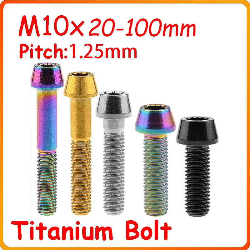

Titanium Bolt M10 x20-100mm Titanium Bolts M10 Allen Key Taper Head Screw Stem Bolt for Bicycle Motorcycle Refit DIY Fastener