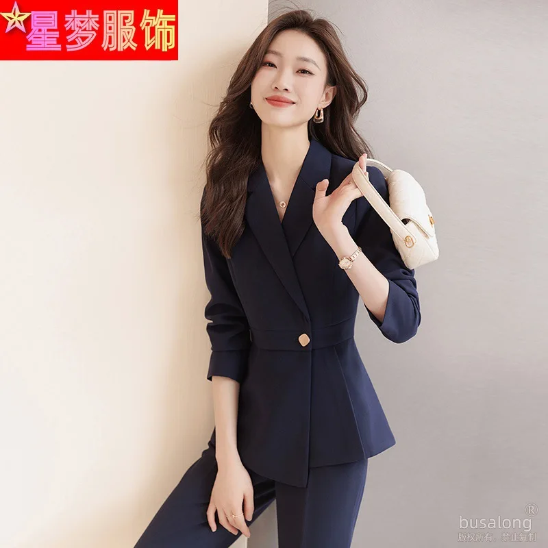 Gray Suit Women\'s Autumn Clothing New High-End Hotel Front Desk Manager Formal Wear Professional Tailored Suit Coat Overalls