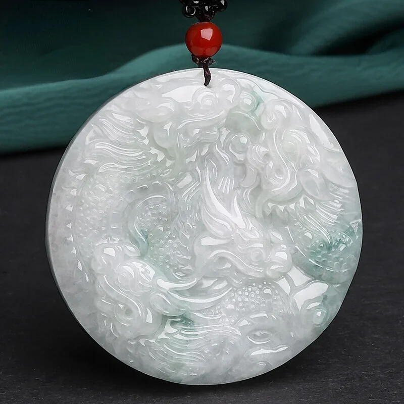 

Emerald Jade Dragon Necklace Pendant Talismans Jewelry Natural Accessories Gift Vintage Gemstones Charms Fashion Choker