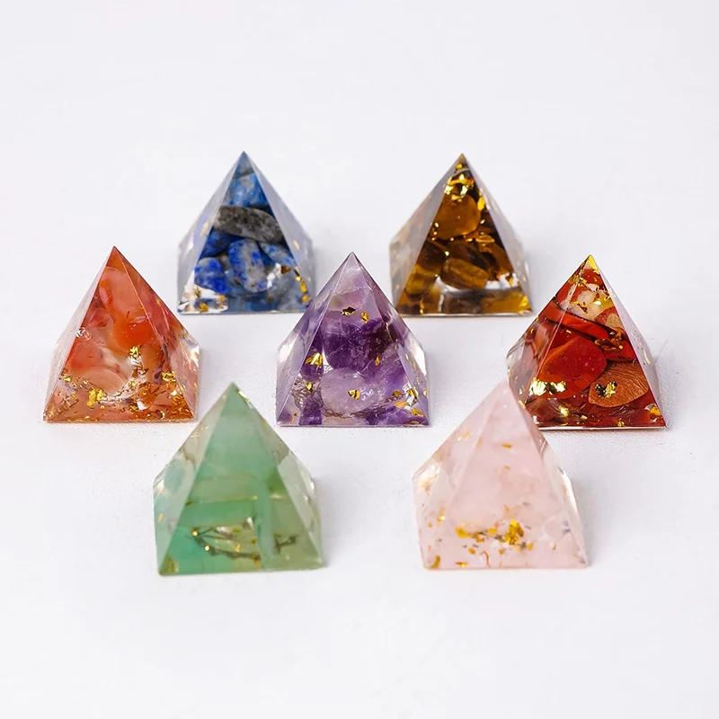 Fortune Pyramid Crystal Energy Tower Resin Craft Office Car Ornament 2cm