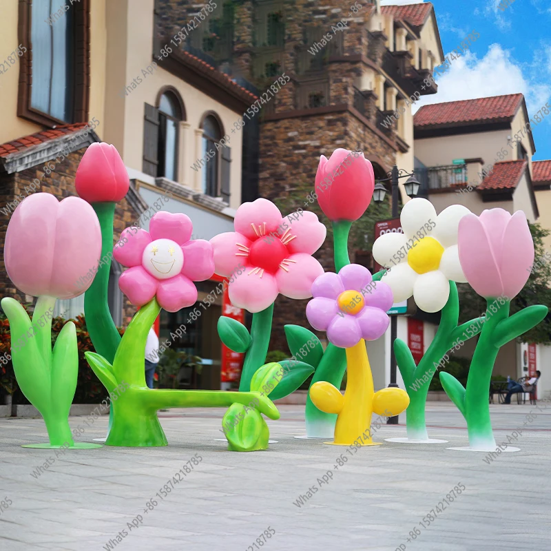 

Flower seat FRP outdoor commercial street creative photo scenic spot Meichen decoration large ornament