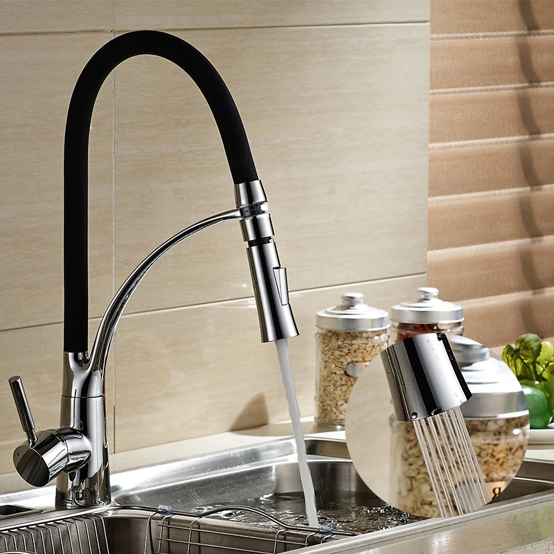 Kitchen Faucet Swivel Pull Down Black Hose Kitchen Sink Faucet Sink Tap Mounted Deck Bathroom Hot And Cold Water Mixer Crane