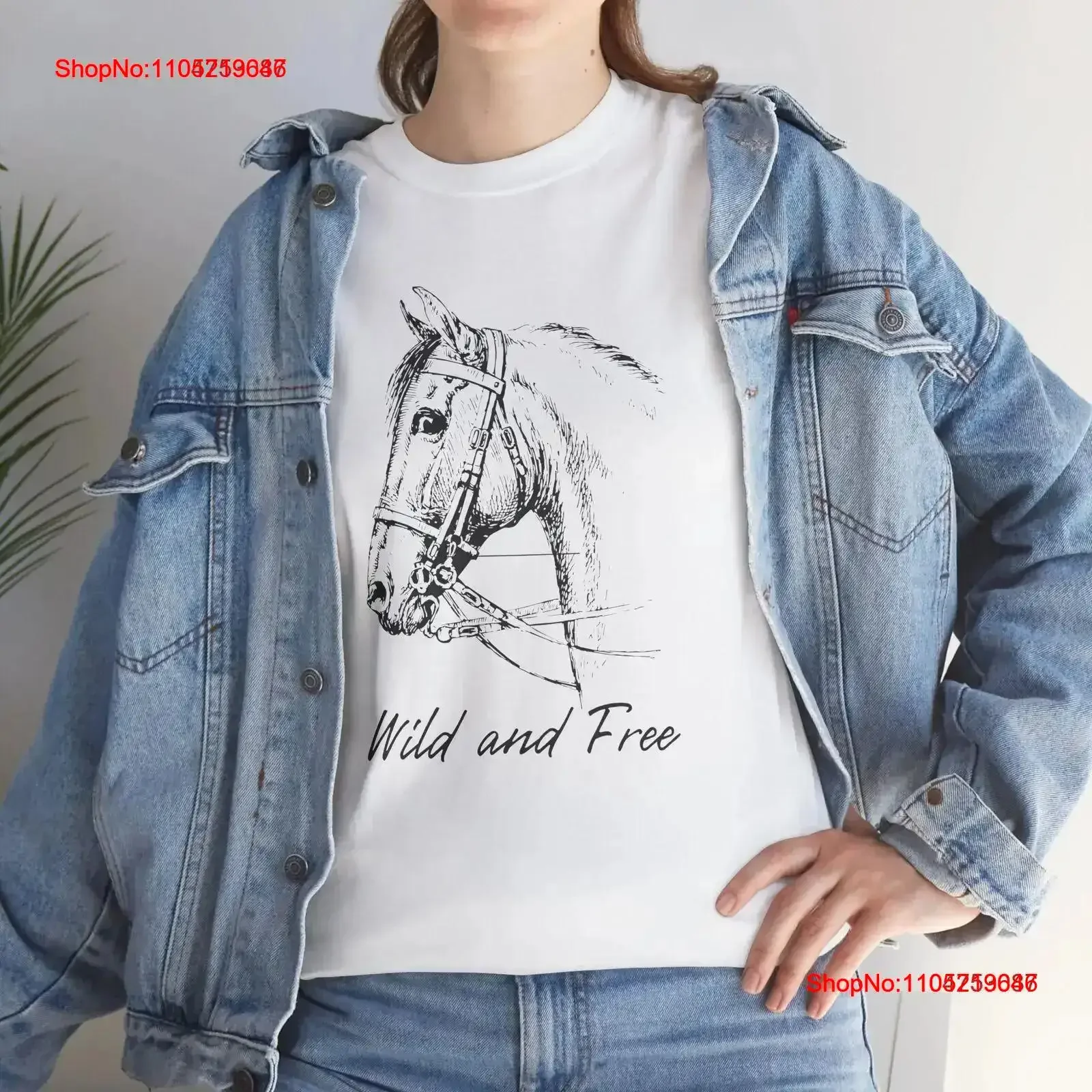 Camiseta con diseño de caballo salvaje y libre, amante del algodón pesado, vintage, lavada, elegante, gráfico, versátil, cómodo, estirado, suave, informal