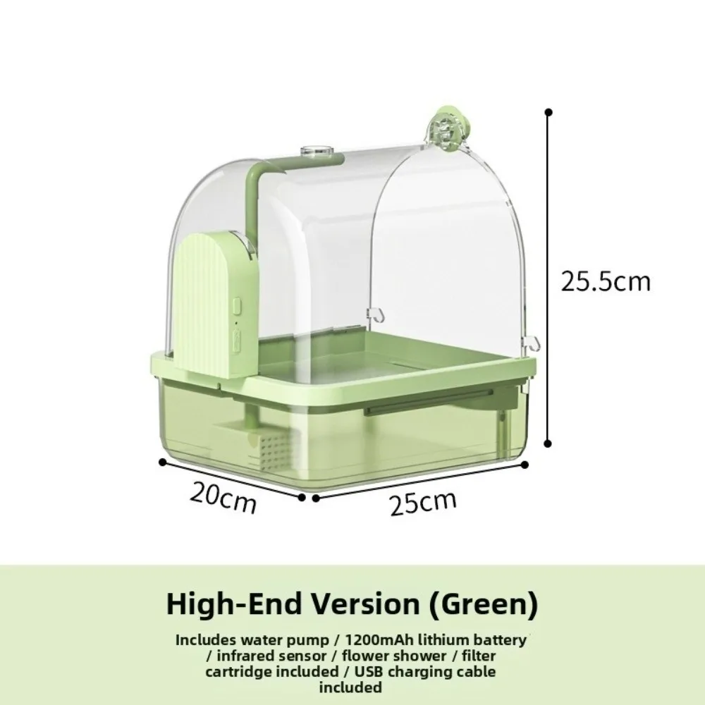 New Clear Bird Bathtub Detachable Auto Water Circulation Parrot Shower Filtering Large Capacity Bird Cage Accessory Bird Bathing
