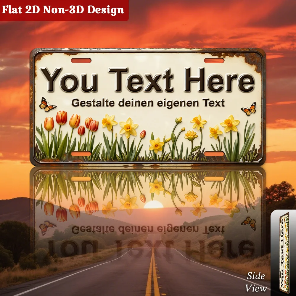2D Flat,Customizable for floral Metal Sign- Aluminum OutdoorIndoor Wall Art with Personalized Text, Vibrant & for floral Desig