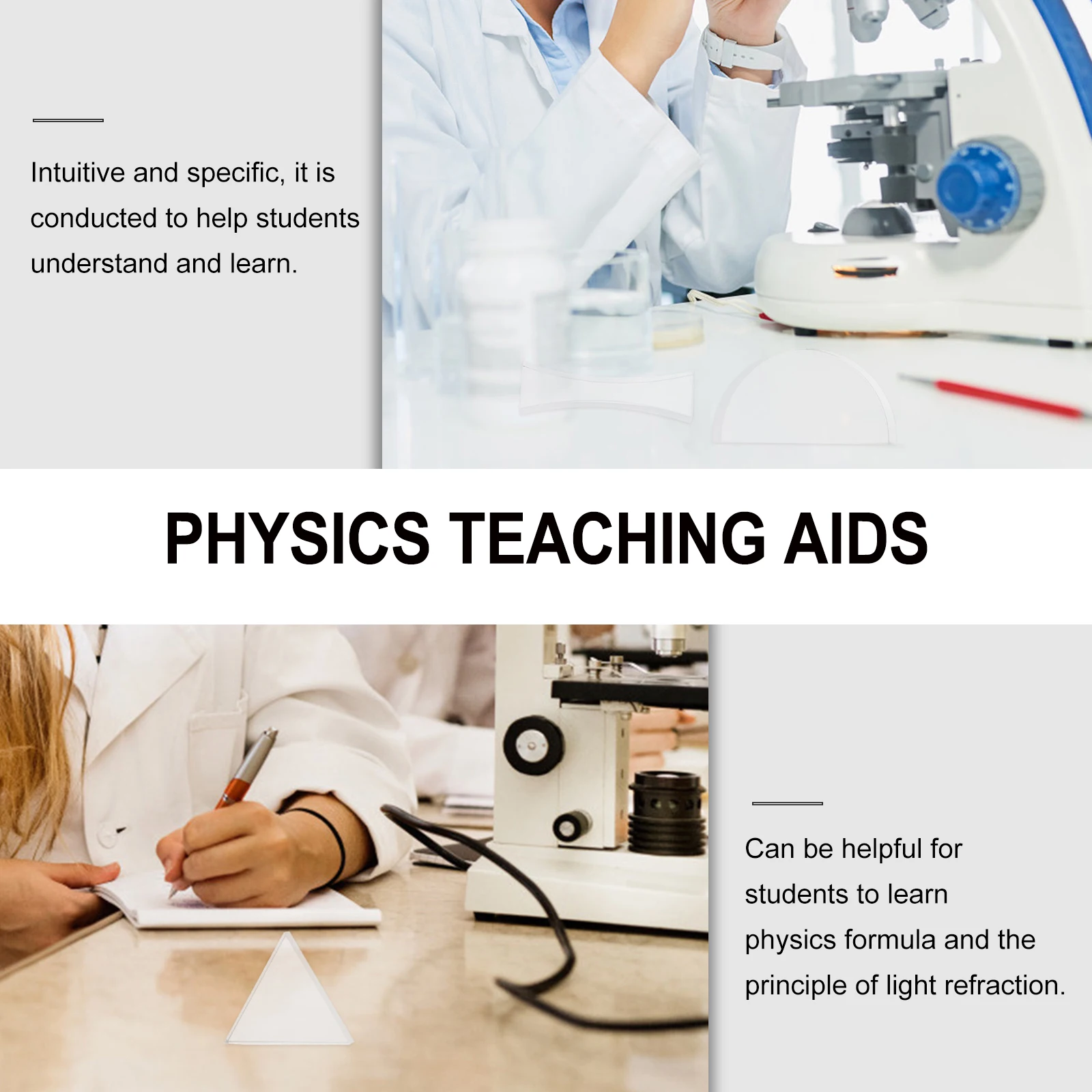 

5 pcs Acrylic Lens Set Convex Concave Physics Optical Teaching Tool Easy Clean Professional Optical Lens For School