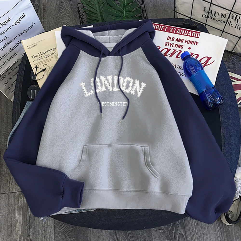 London Westminster Street Letter Print Woman Hoodie Fashion Oversize Sweatshirt Casual Fleece Hoody Autumn Soft Warm Streetwear