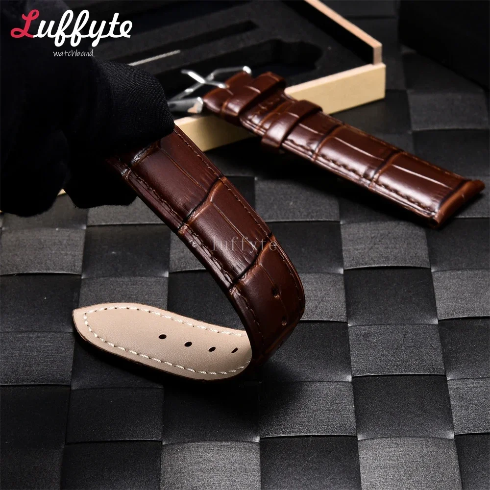 Business Bamboo Patterned Cowhide Strap 18mm 20mm 22mm 24mm High-End Gift Box Packaging Watchband