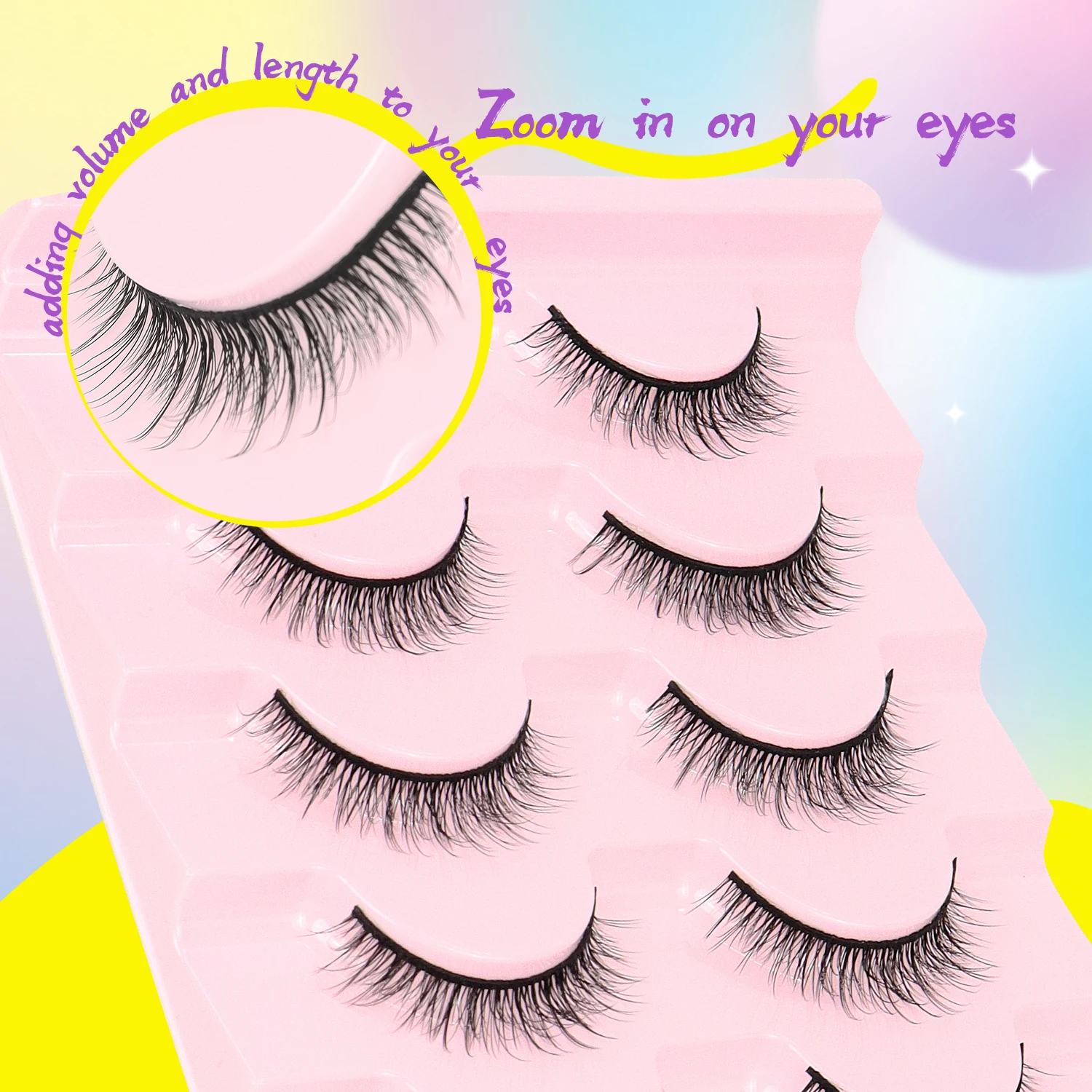 7 paia di ciglia finte naturali, ciglia corte nere giapponesi/coreane, adatte per lavoro/data