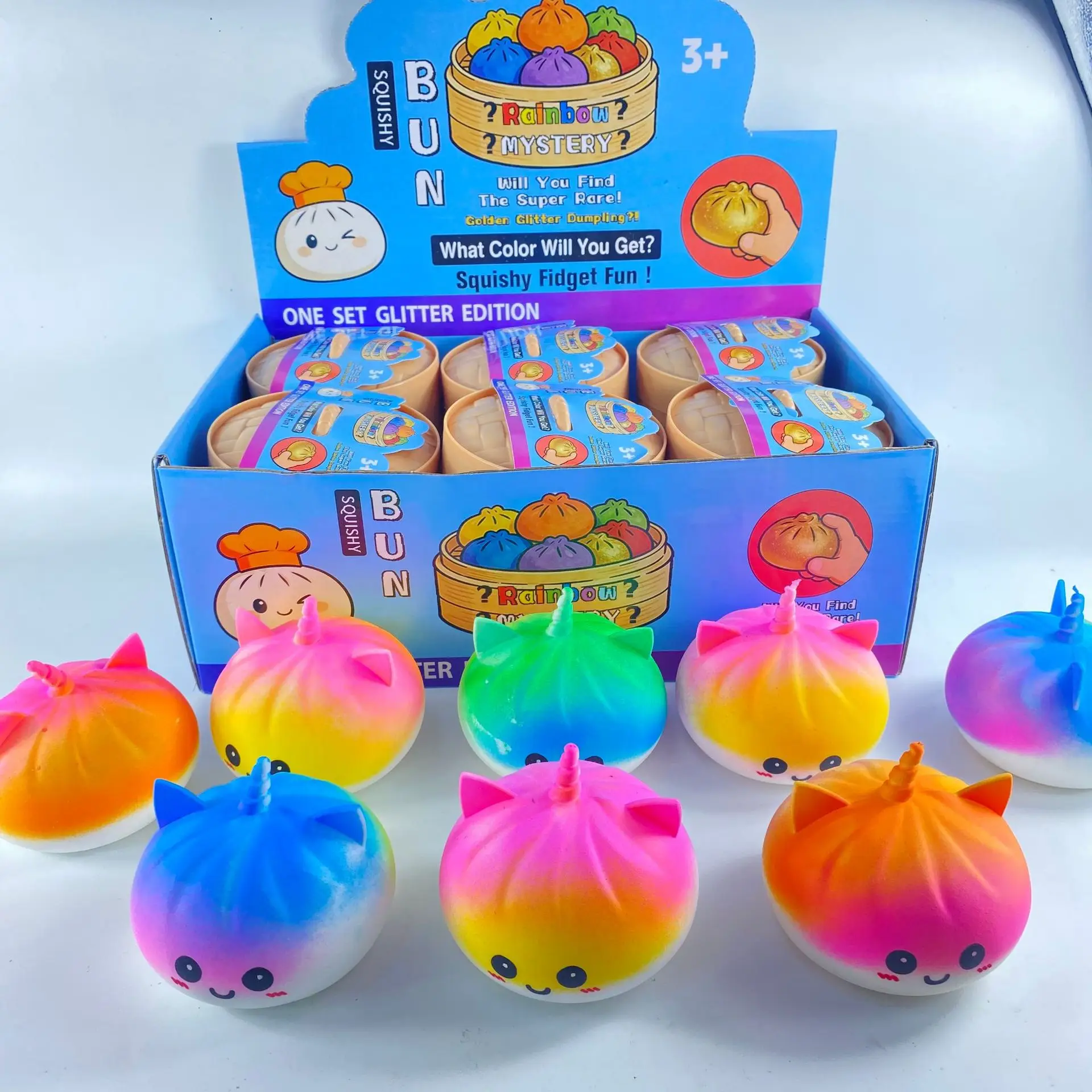 Cartoon Expression Squishy Bun, Realistic Simulation Stress Relief Squeeze Fidget Toy