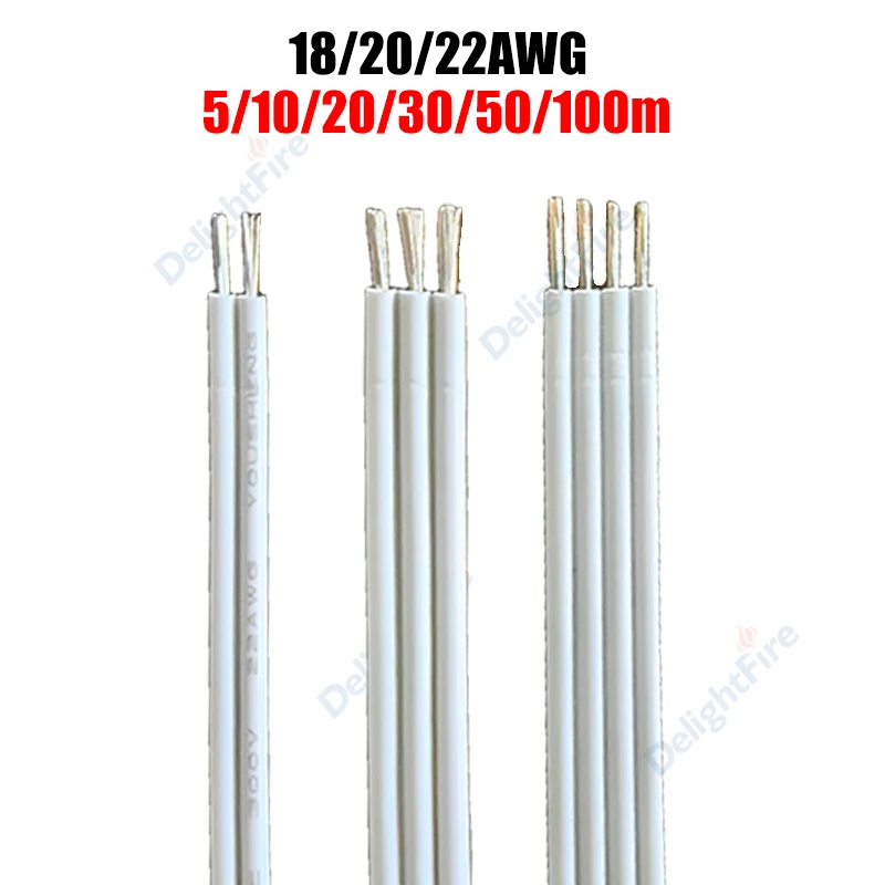 

2/3/4Pin LED Extension Cable 22 20 18AWG 5/10/20/30/50/100m Flexible Electrical Wires For 5050 RGB WS2812B LED Strips Bulb Lamp