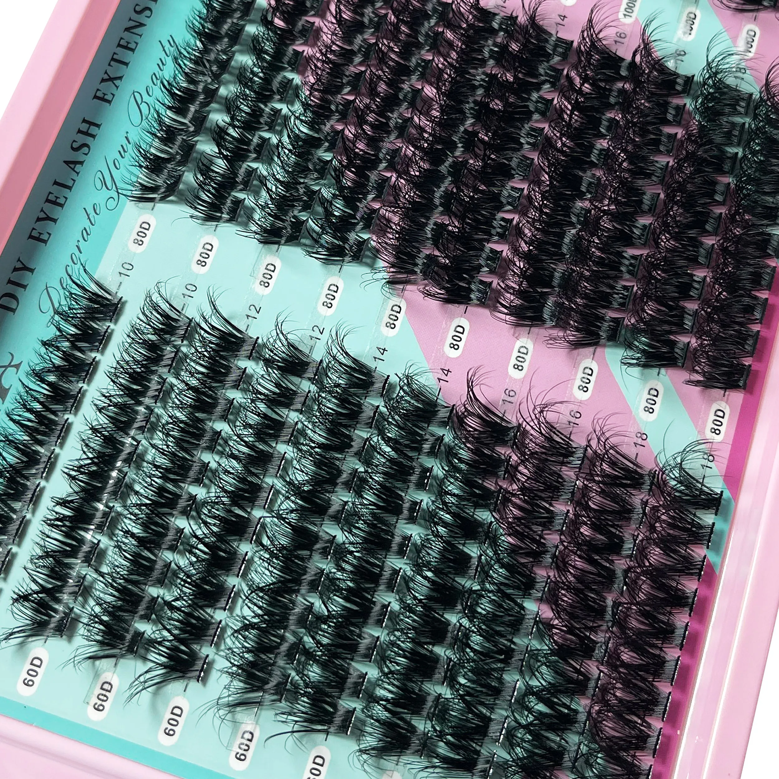MIOFIA Wimpern-Cluster, natürliches, flauschiges Volumen, Einzelwimpern, 60D, 80D, 100D, dicke Katzenaugen-Wimpern, gemischtes Tablett, DIY-Wimpernverlängerung – Detail 6