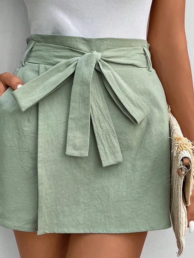 ハイウエスト レースアップ カラフル カジュアル ストリート系 ゆったり ルーズフィット ポリエステル繊維 ストレートレッグパンツ レディース