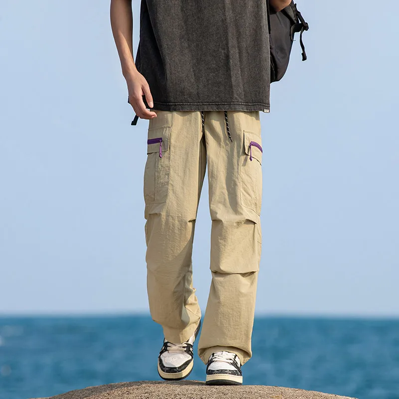 Spring Summer 2025 Couple Pants Mens Loose Straight Trouser Multi Pocket Cycling Outdoor Mens Cargo Pant