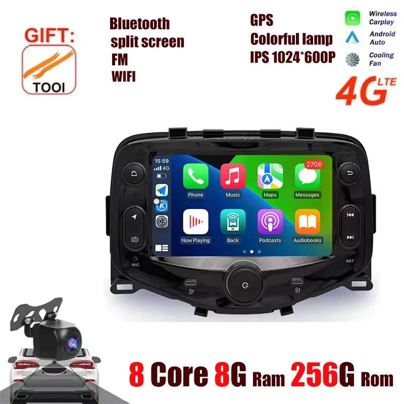 For Peugeot 108 Toyota Aygo Citroen C1 2016-2020 Android OS Carplay Auto Radio Multimedia Stereo Player 4G WiFi GPS Navigation