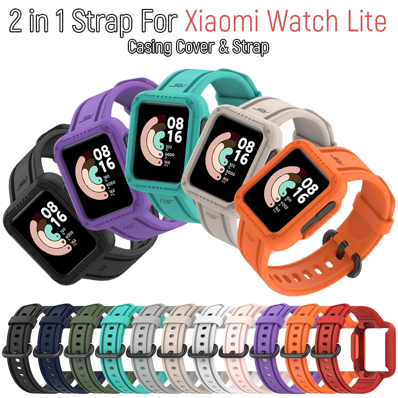 

2 in 1 Strap For Xiaomi Watch Lite / Redmi Watch Silicone Strap Replaceable Integrated Sport Bracelet Wrist Band Accessories