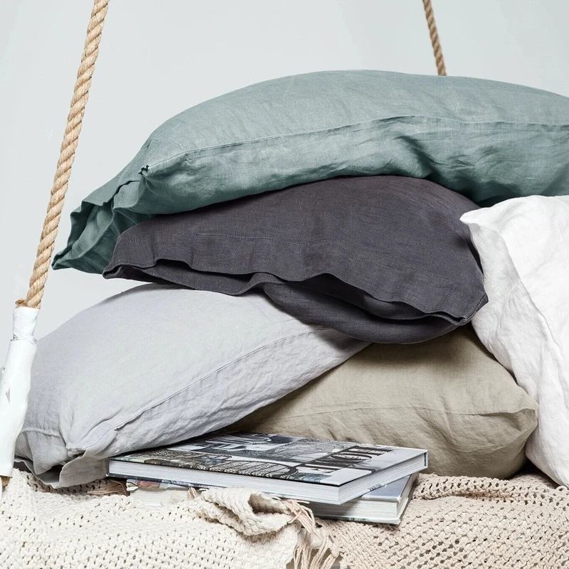 

100% Linen 2PCS Zipper Pillowcase Bedroom Pillow Cover, Comfortable Soft Pillow Case, Insert Not Included