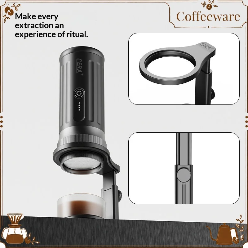 Suporte Portátil para Café CERA SD02, Ajustável em Alumínio com Base Antiderrapante de Silicone para Preparo de Café em Casa e ao Ar Livre