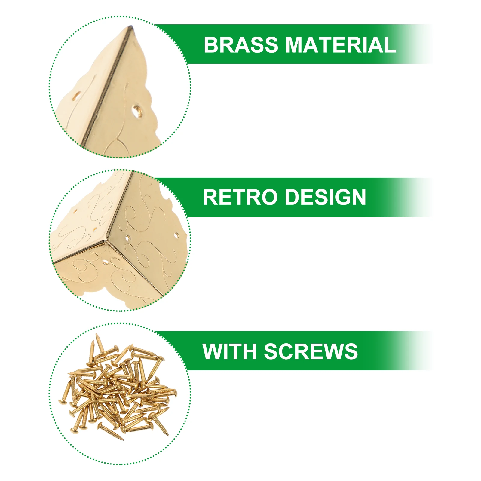 

Brass Corner Protectors Furniture Guards Durable Hardware Jewelry Case Protector Table Guard Vintage Design Style High