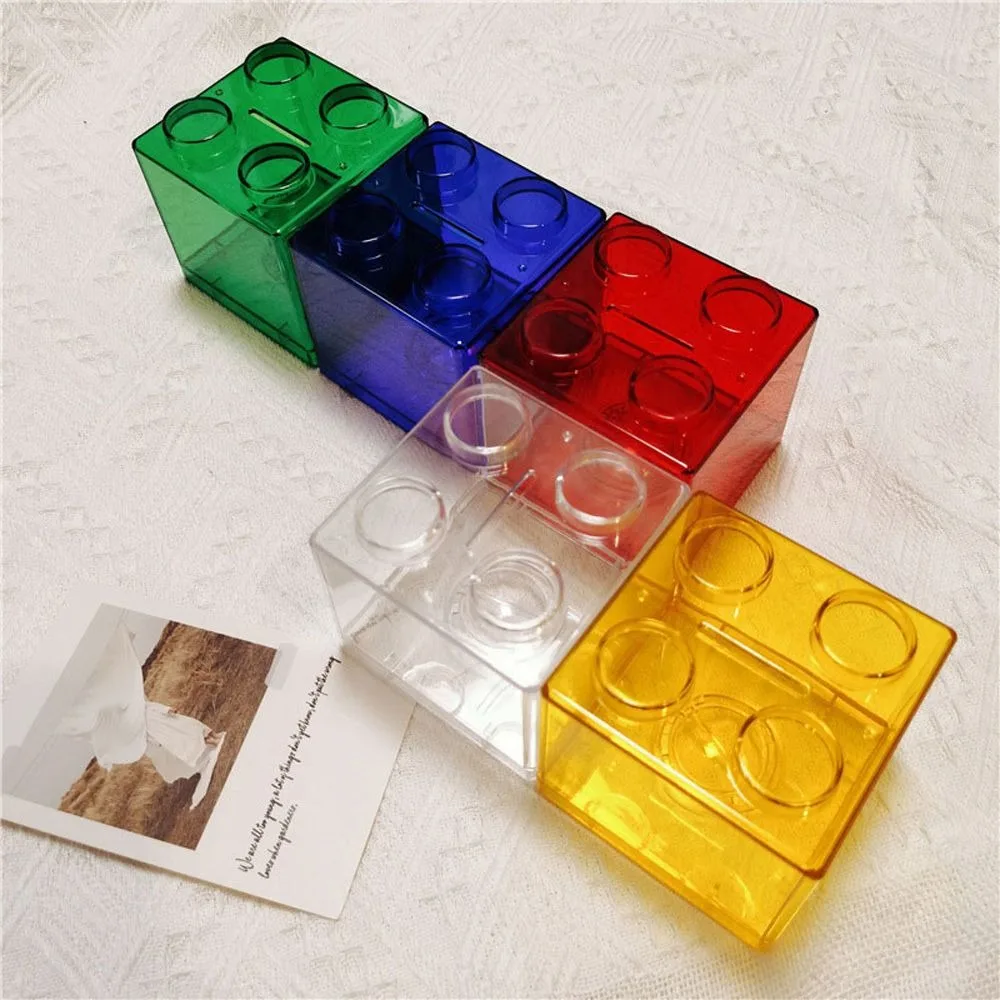 Tirelire transparente amusante en forme de blocs de construction, décoration d'intérieur, cadeau, boîte à monnaie, boîte de rangement pour économies