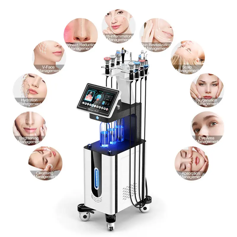 11 in 1 hydro facial machine pure water oxygen RF ultrasound Hydrodermabrasion oxygen jet facial machine for spa salon