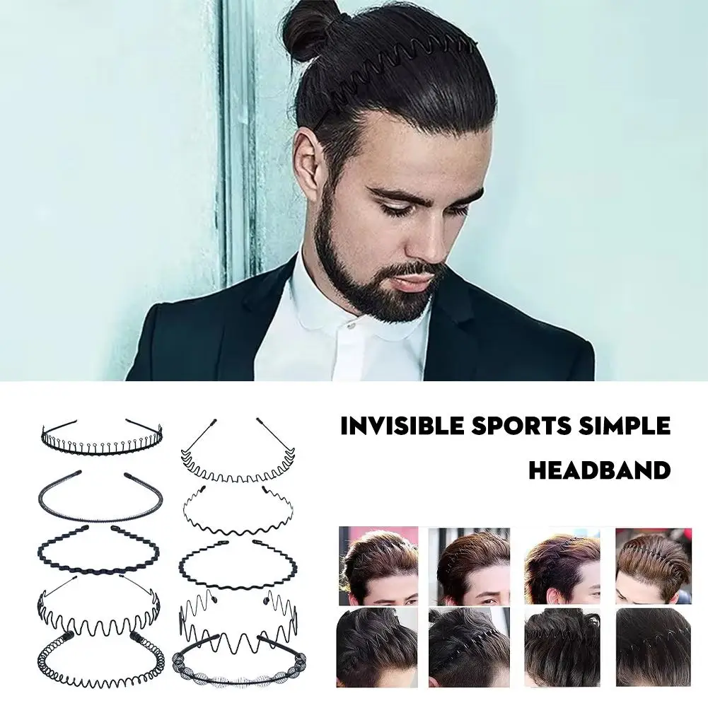 Mode Metalen Haarband Voor Mannen Vrouwen Unisex Zwart Golvend Haar Hoofd Band Sport Hoofdband Haarband Haarband Haarband Cadeau