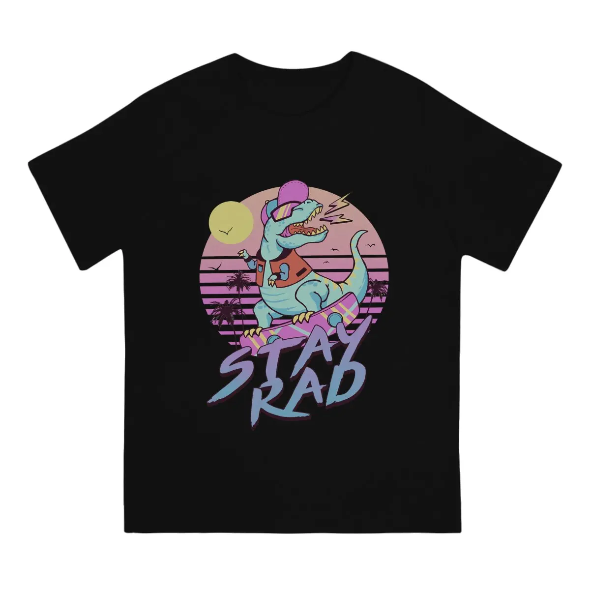 Jurassic World Stay Rad T Shirt Vintage Grunge Men's Tshirt Polyester Streetwear