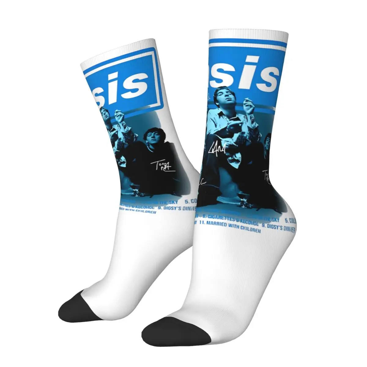 

New Male Men Socks Hip Hop Oasised 90s Music Rock Sock Polyester Graphic Women's Sock Spring Summer Autumn Winter