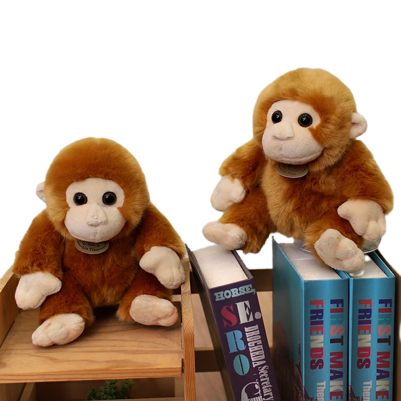 Peluche de beurre de singe réaliste pour enfants, jouets animaux sauvages, doux, drôle, créatif, cadeau d'anniversaire, 17cm