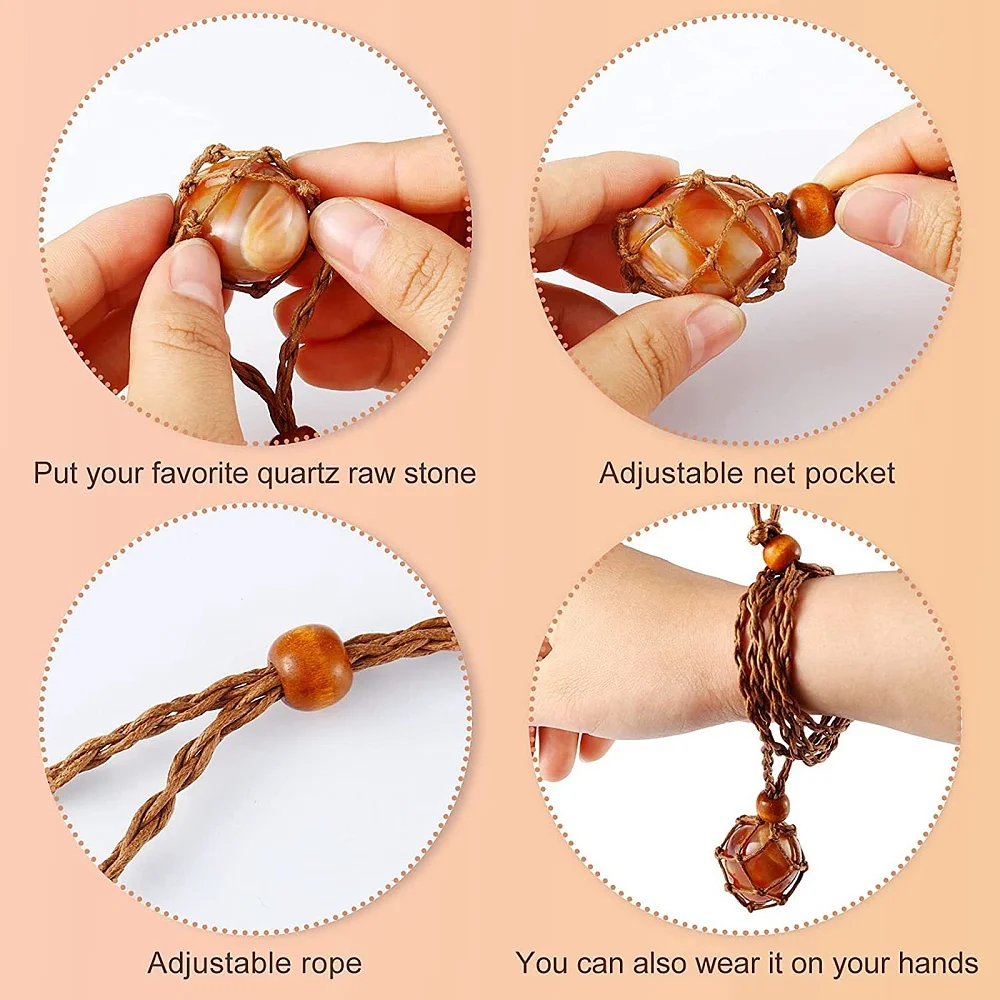 10 Stück geflochtene Wachsschnur für Makramee-Beutel, Halskettenherstellung, verstellbare Holzperlen, mehrfarbig, für austauschbaren Steinschmuck – Detail 16