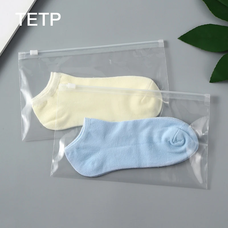 

TETP 100Pcs Transparent Zipper Bags Home Socks Glove Makeup Brush Packaging Storage Organizer For Small Business Wholesale