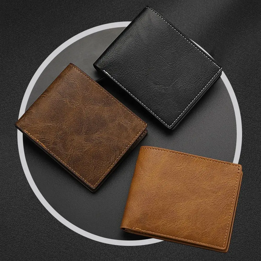 

PU Leather Two Fold Wallet Multi-position Large Capacity Men's Short Wallet Leisure Card Holders Male Leather Purse Pocket Purse