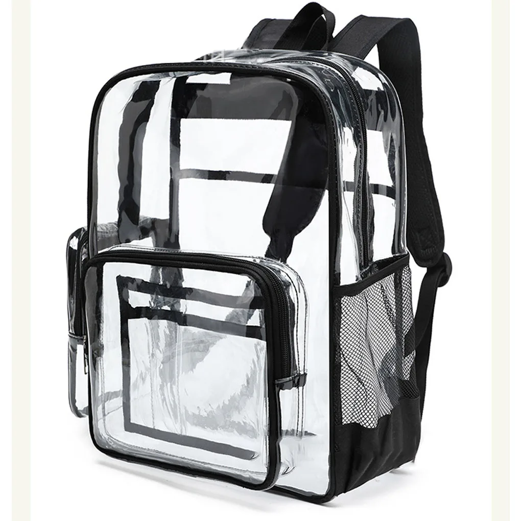 حقيبة كتف شفافة بسيطة للجنسين ذات سعة كبيرة حقائب ظهر محمولة متعددة الوظائف مقاومة للماء حقيبة ظهر للرجال والنساء