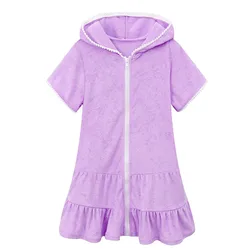 Kids Bathrobe For Little Girl Children Clothing Girl Bath Robe Clothes Zip Up Hooded Night Robe Kids Pajamas For Girl 3-11 Years