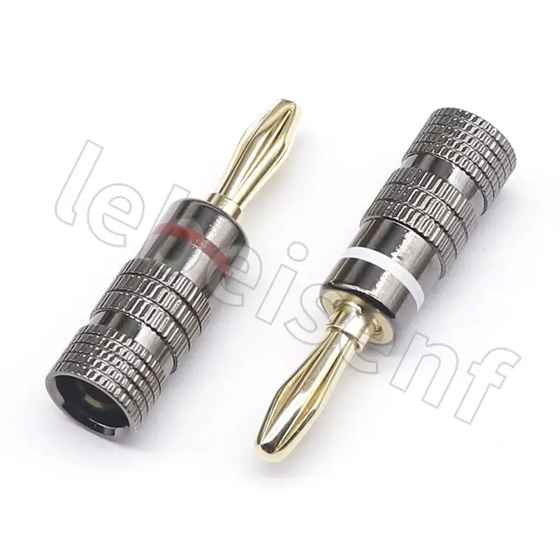 2pcs/1pairs New HIFI BANANA PLUGS 24K Gold-plated 4MM Banana Connector with Screw Lock For Audio Jack Speaker Plugs Gun Metal