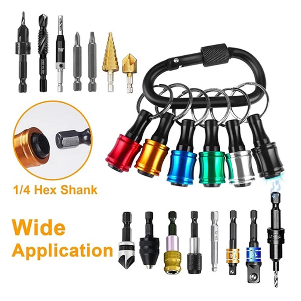 Screwdriver Bit Holder Keychain With Carabiner 1/4\