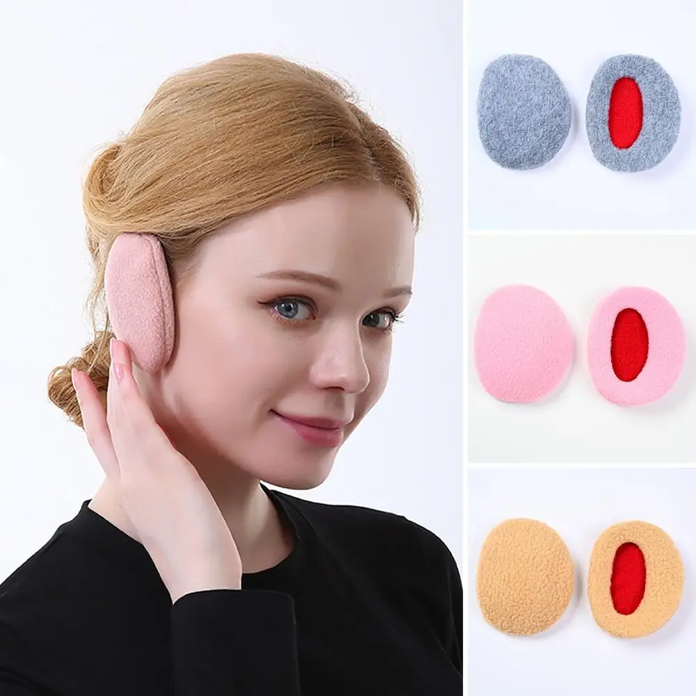 1 Pair Winter Earmuffs Windproof Soft Thickened Anti Fall Non-fluffy Keep Warm Fluffy Polar Fleece Washable Women Men Ear Covers