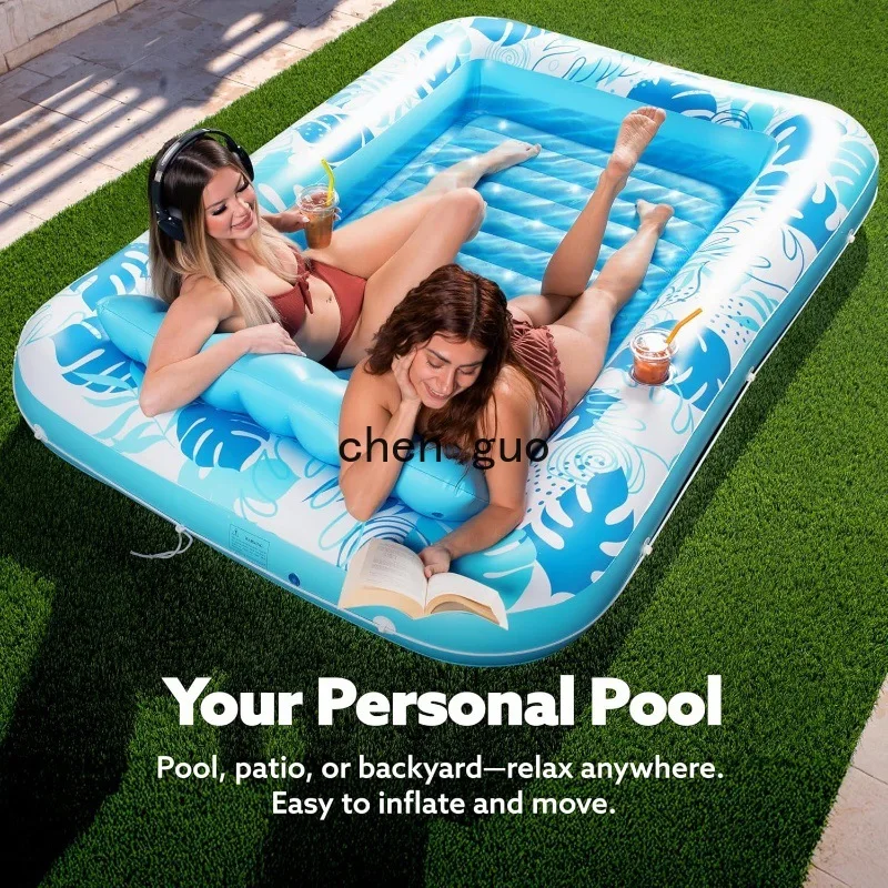 Large double inflatable maple leaf floating bed adult swimming ring backrest floating row water play tanning pool lounge chair