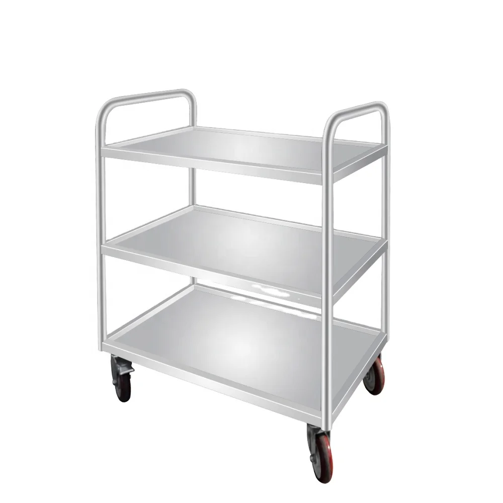 Hotel Restaurant Dining Food Serving Trolley Stainless Steel Bakery Hotel Drinks Kitchen Coffee Service Cart Factory