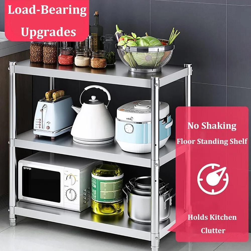 عربة أدوات المطبخ المصنوعة من الفولاذ المقاوم للصدأ بطبقتين مع ارتفاع قابل للتعديل وعجلات للتخزين #3