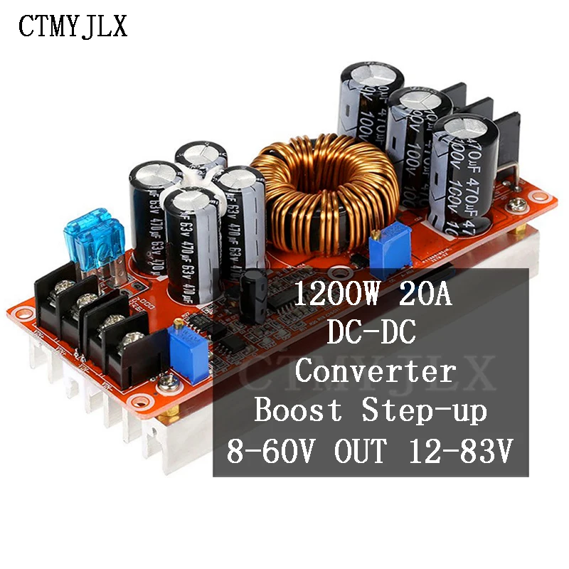 1200W / 1800W 25A DC Convertisseur de tension Boost réglable Tech DC-DC 10V -60V à 12V-90V Step Up Alimentation Sotchi