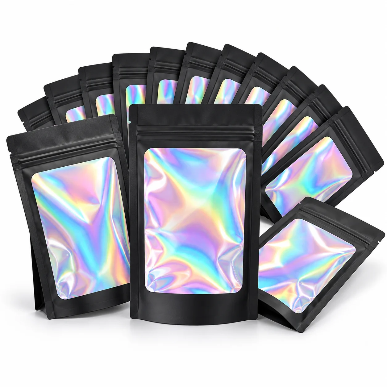 50/100PCS Window Opening Laser Sealable Bag Black Reusable Storage Bag Suitable Food Candy Cookies Nail Art Earrings Jewelry