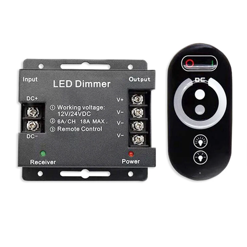 Controlador monocromático LED de 18A, atenuador de 12V y 24V con Control remoto táctil inalámbrico RF para barra de luz de un solo Color