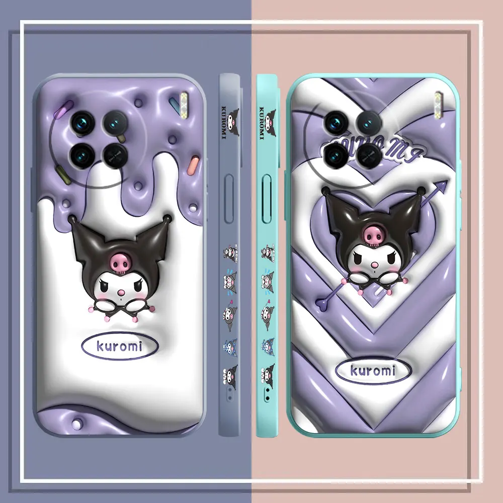 Anime Cute Funny kuromi Phone Case For VIVO X50 X60 X70 X80 X90 V21 V23E V23 V23E V25 V27 V29 4G 5G PRO PLUS Silicone Case Funda