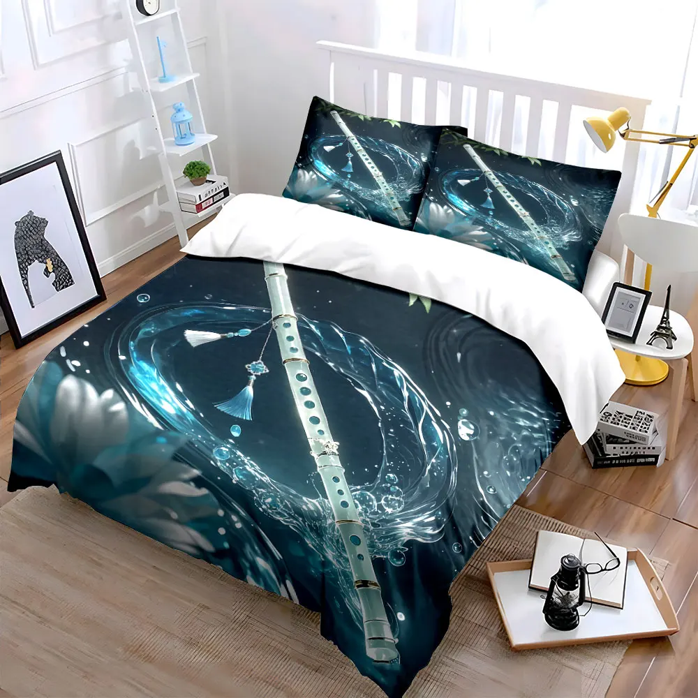 Elegant Flute Set for Performance Bedding Set with 1 Duvet Cover 2 Pillowcases Single Double King Queen, Gift
