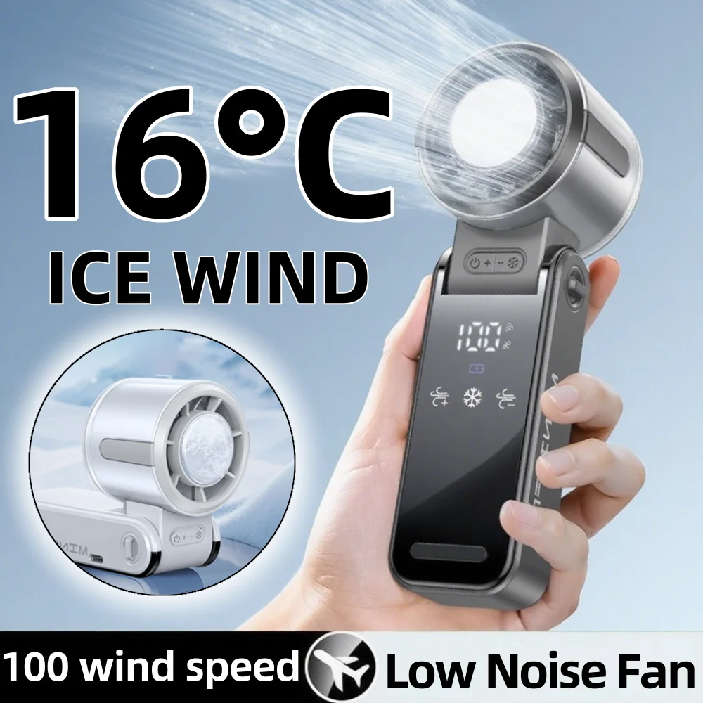 

New Mini Handheld Fan 100 Speed Portable Desktop Fans Instant Cooling with Ice Mode Rechargeable Stylish Fan Home Outdoor Cooler
