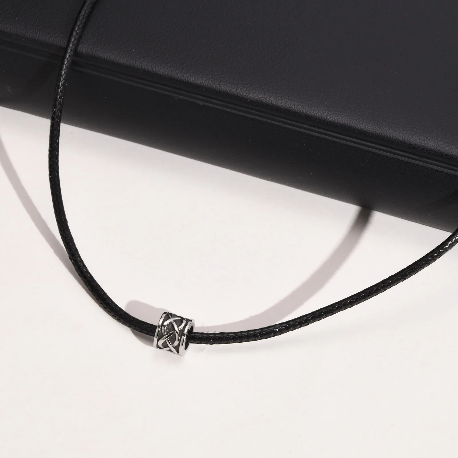 Men Waterproof Stainless Steel Celtic Knot Charm Necklaces, Casual Black Rope Chain Neck Collar Male Gifts Jewelry